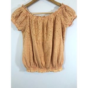Altar’d State Peach Eyelet Crop Top